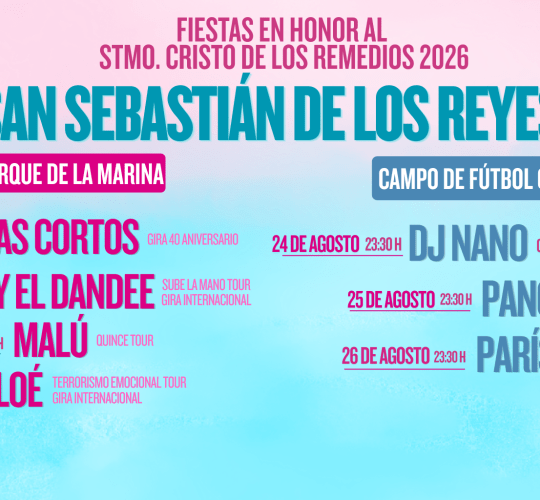 San Sebastián de los Reyes (municipio madrileño conocido popularmente como Sanse) ha dado a conocer toda la programación de conciertos de la que se podrá disfrutar durante las Fiestas en honor al Santísimo Cristo de los Remedios 2026