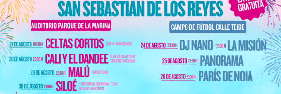 San Sebastián de los Reyes (municipio madrileño conocido popularmente como Sanse) ha dado a conocer toda la programación de conciertos de la que se podrá disfrutar durante las Fiestas en honor al Santísimo Cristo de los Remedios 2026