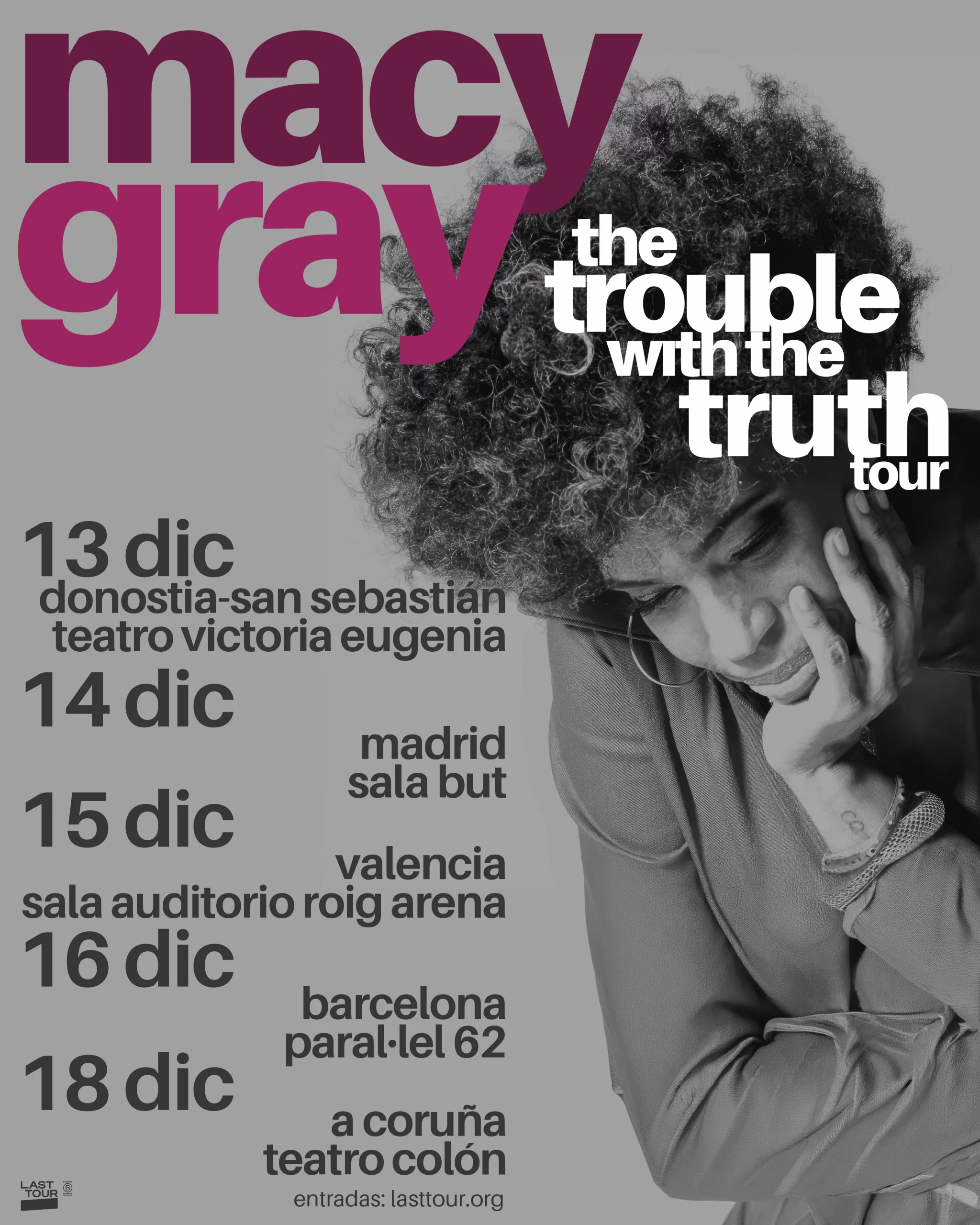 Macy Gray protagonizará una gira española el próximo mes de diciembre con conciertos en San Sebastián, Madrid, Valencia, Barcelona y A Coruña