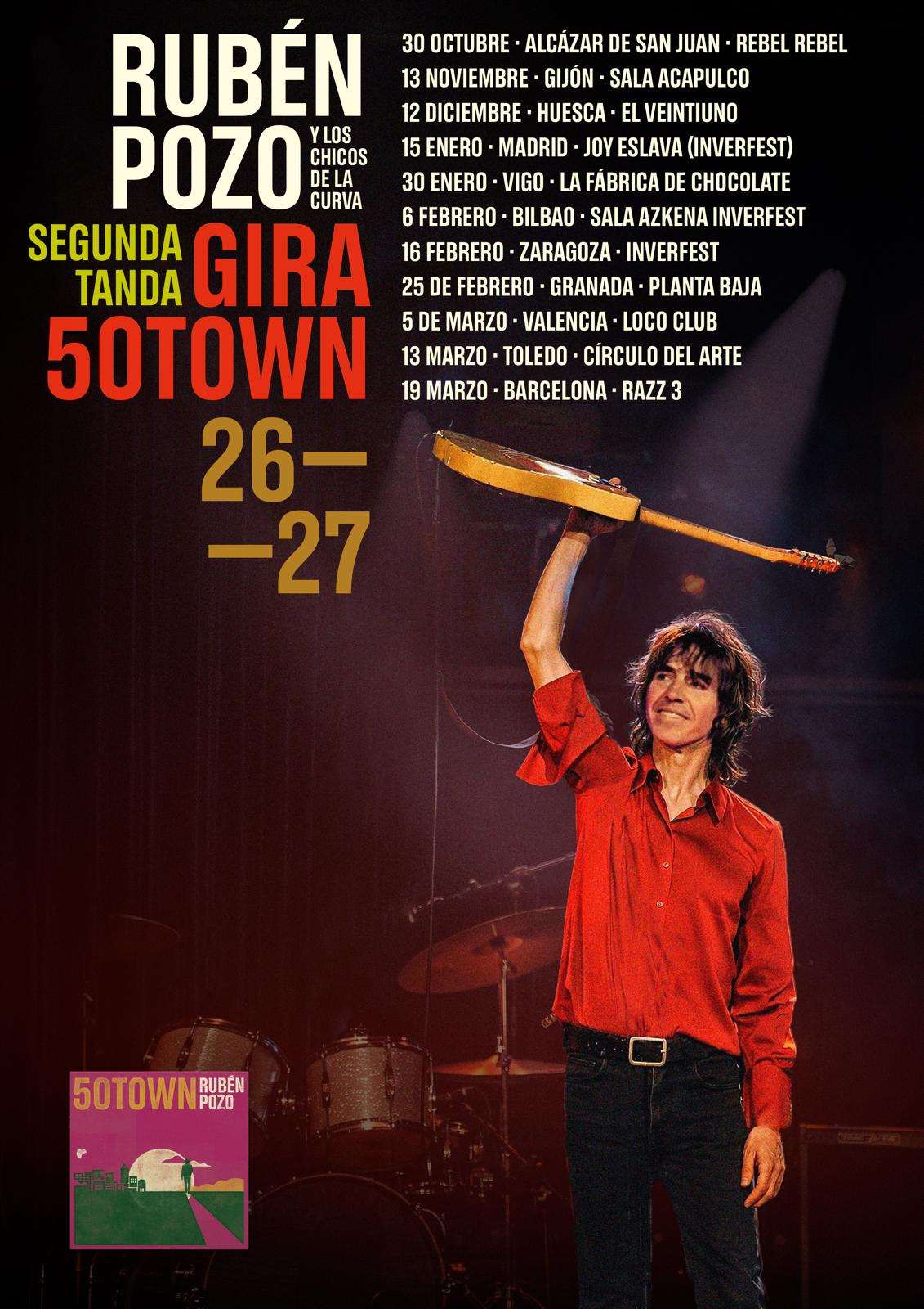 Rubén Pozo anuncia una segunda tanda de conciertos de la gira de presentación de su último disco, '50Town', con la que visitará más ciudades