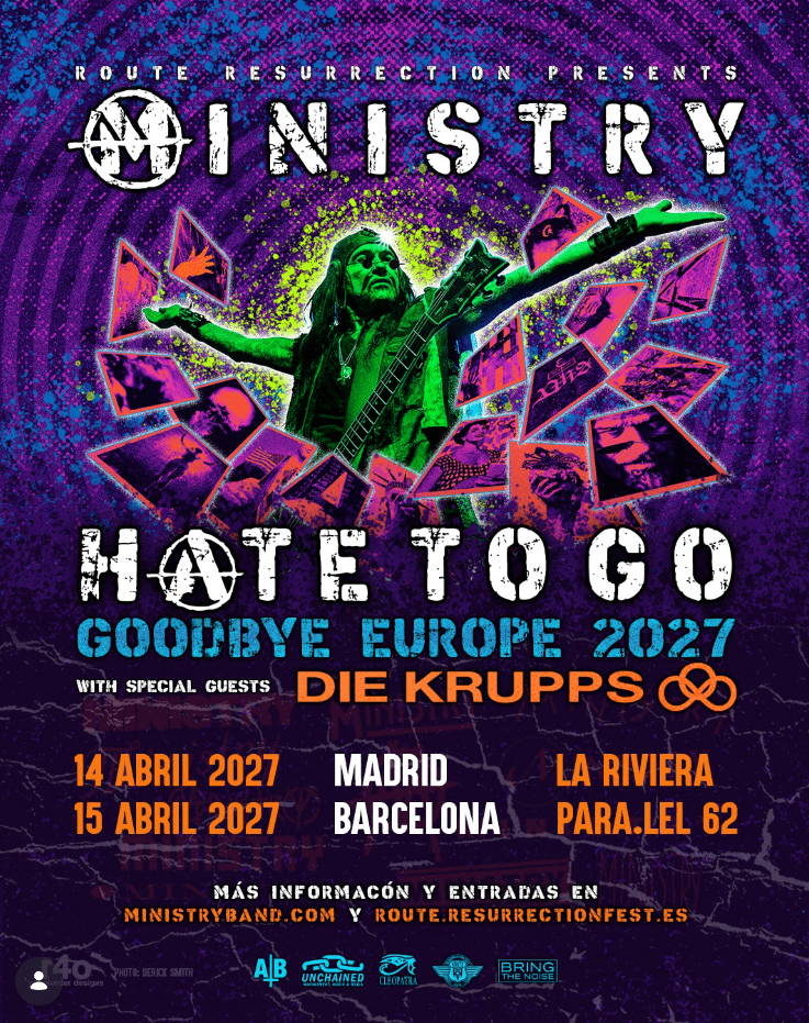 La gira de despedida de Ministry pasará por Madrid y Barcelona en el mes de abril del próximo año 2027 de la mano de Route Resurrection Fest