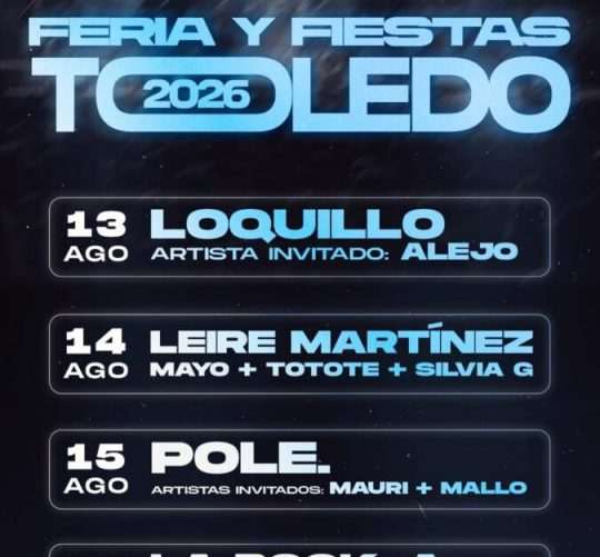Ya conocemos el primer avance de la programación de conciertos de las Ferias y Fiestas de Toledo 2026 durante el mes de agosto