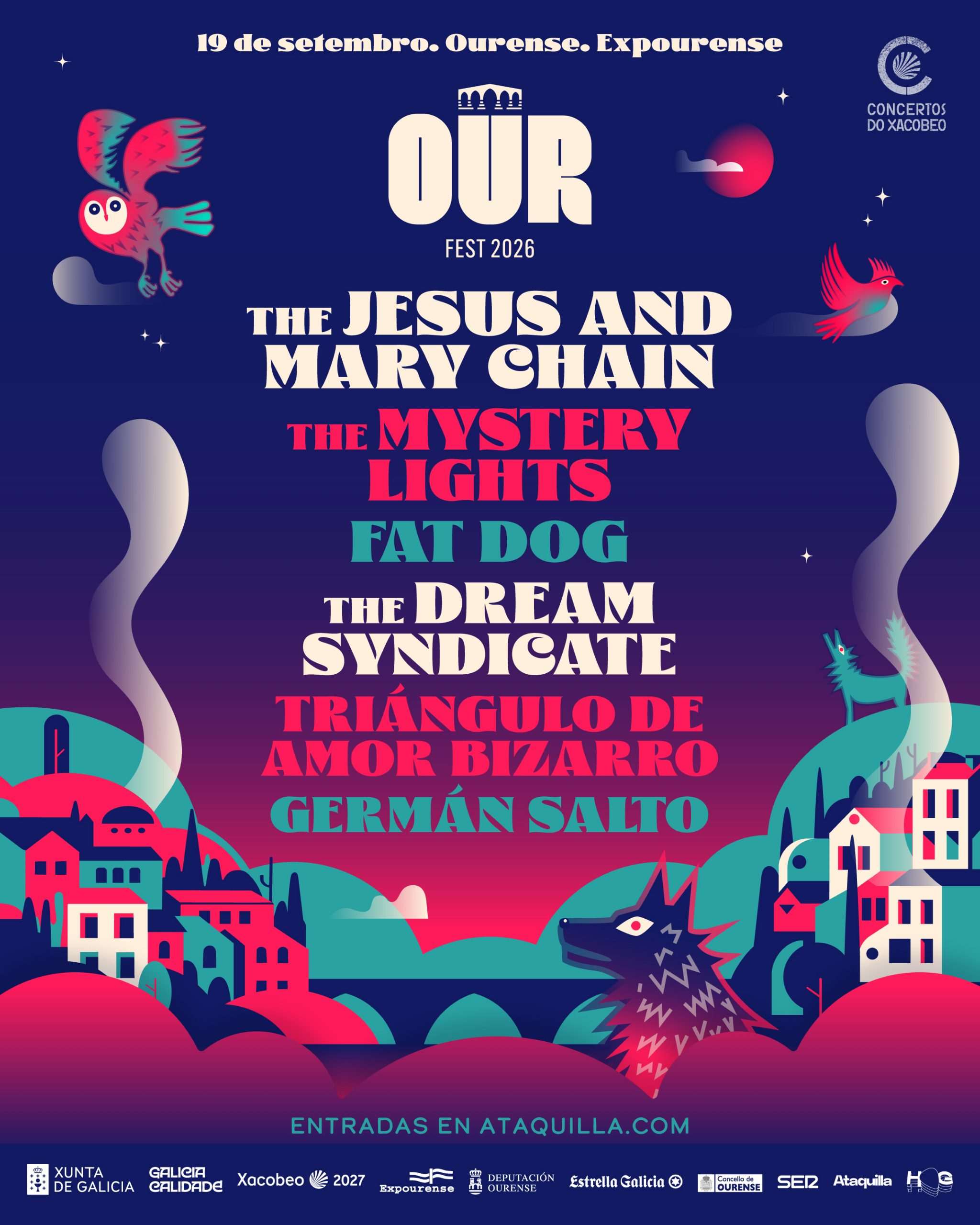 Our Fest 2026 avanza su cartel para este año en Ourense con la confirmación de The Jesus and Mary Chain, The Mystery Lights, Fat Dog y más