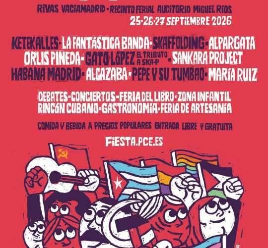 Programación de conciertos de las Fiesta del PCE 2026, que tendrá lugar un año más en el Auditorio Miguel Ríos de Rivas Vaciamadrid