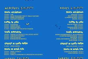 El Festival Noroeste Estrella Galicia 2026 da a conocer los horarios de su trigésimo novena edición, con cinco días de música en directo