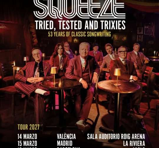 Squeeze dará tres conciertos a mediados de marzo en Valencia (Auditorio del Roig Arena), Madrid (La Riviera) y Barcelona (Sala Apolo)