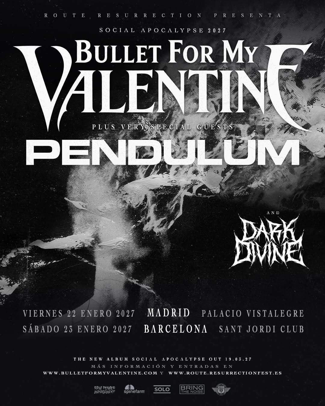 Bullet For My Valentine regresa a España en enero de 2027 para protagonizar dos conciertos en Madrid y Barcelona