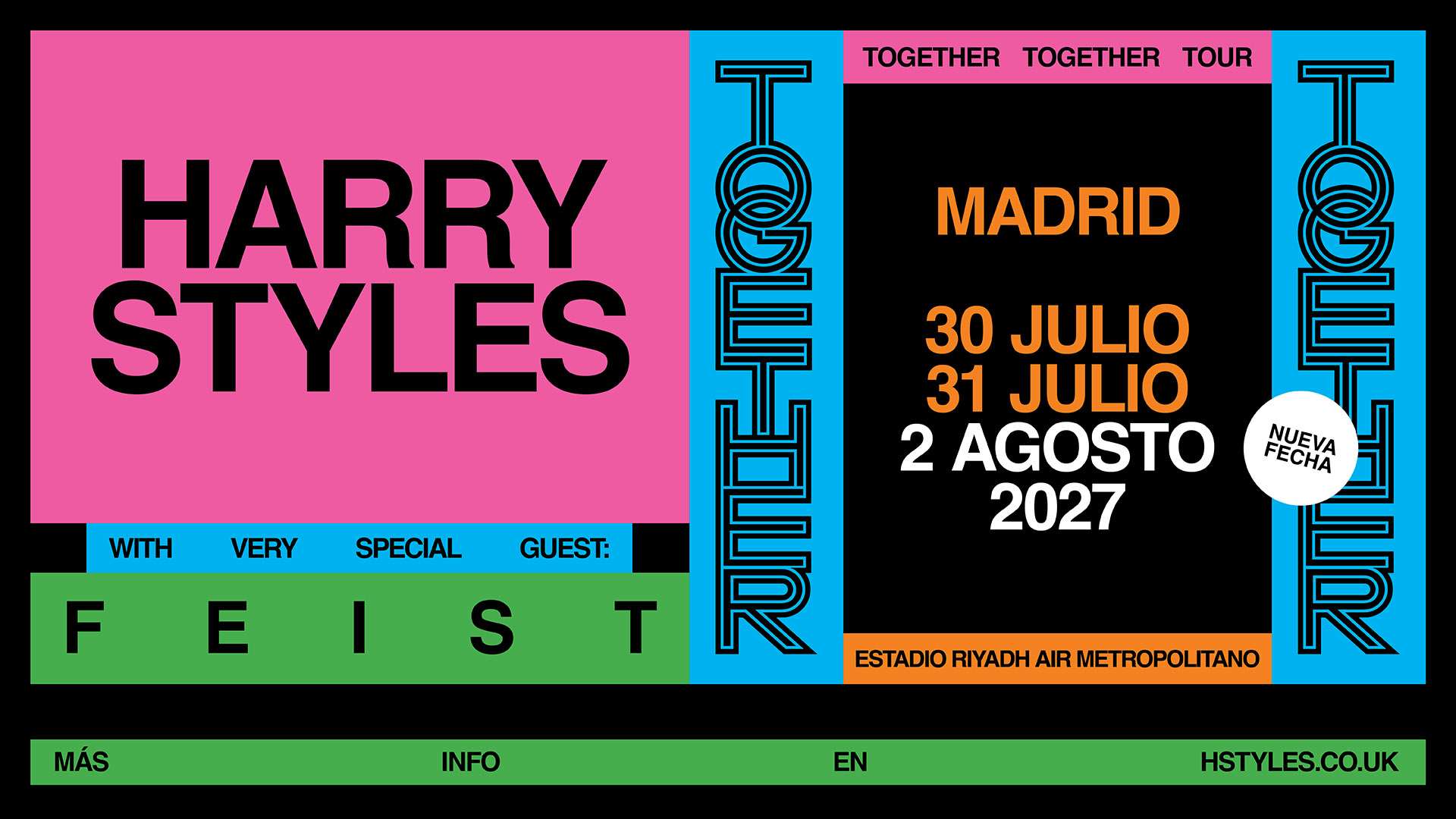 Harry Styles anuncia un tercer concierto en el estadio Ryadh Air Metropolitano de Madrid en el verano de 2027