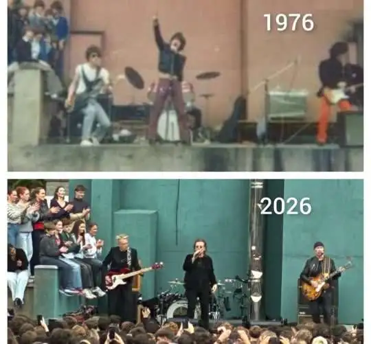 U2 celebra 50 años tocando en su instituto de Dublín, donde Bono, The Edge, Adam Clayton y Larry Mullen tocaron por primera vez en 1976