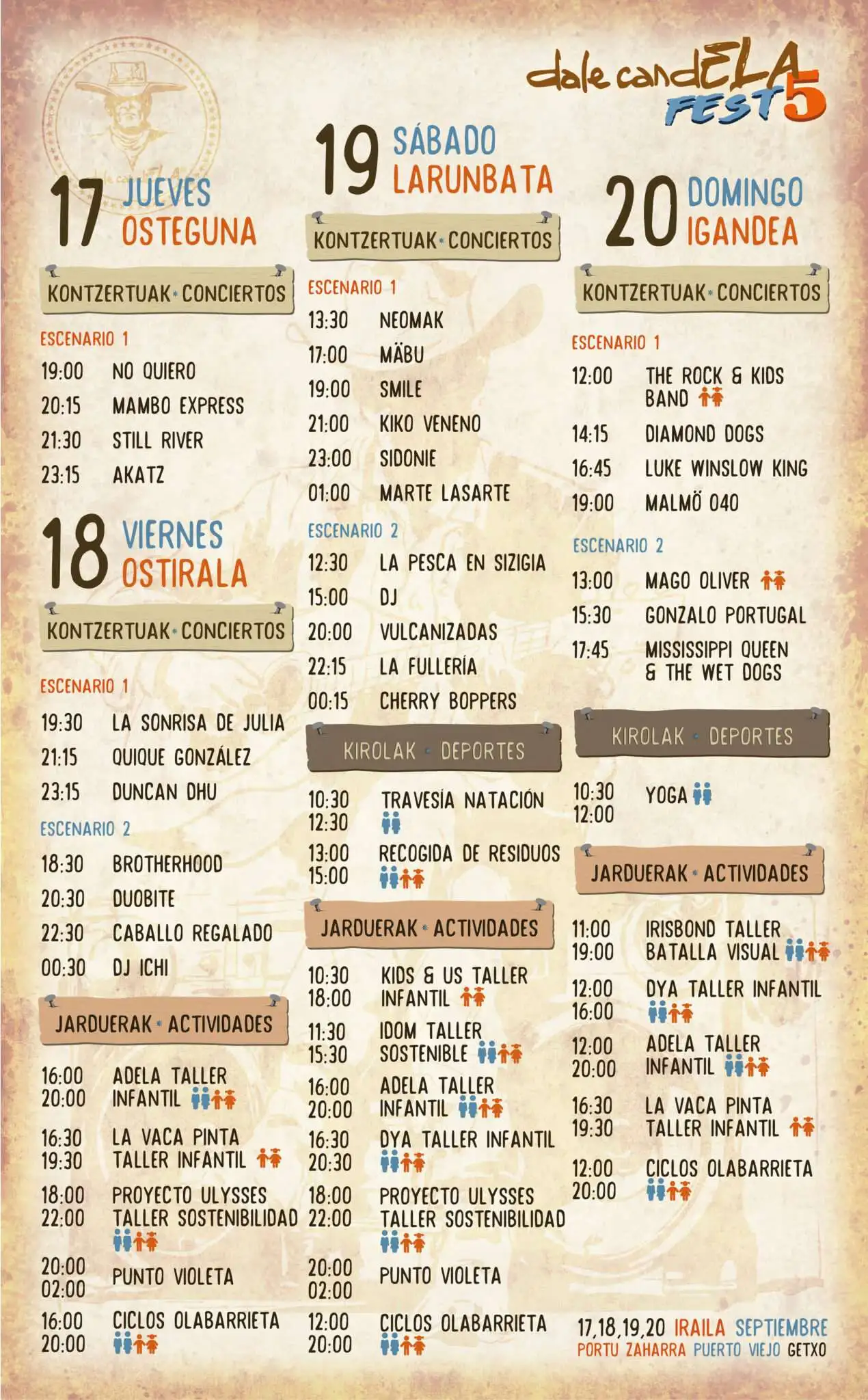Ya tenemos los horarios del DalecandELA Fest 2026. Desde este jueves 17 y hasta el domingo 20 de septiembre, en el Puerto Viejo de Getxo