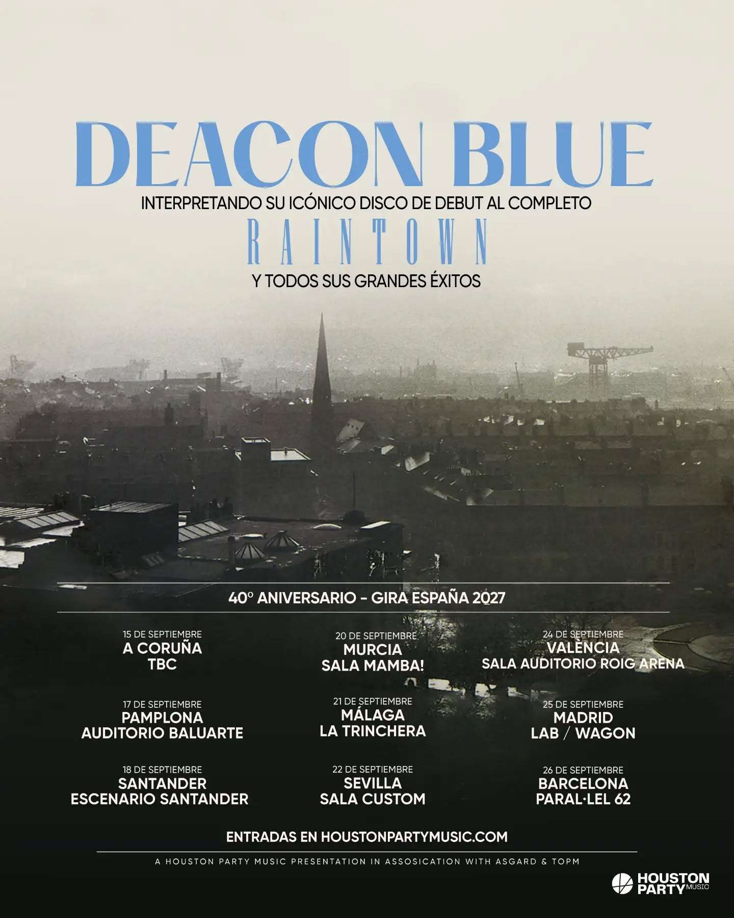 Los escoceses Deacon Blue anuncian una gira española en septiembre de 2027 por 9 ciudades de nuestro país por los 40 años de 'Raintown'