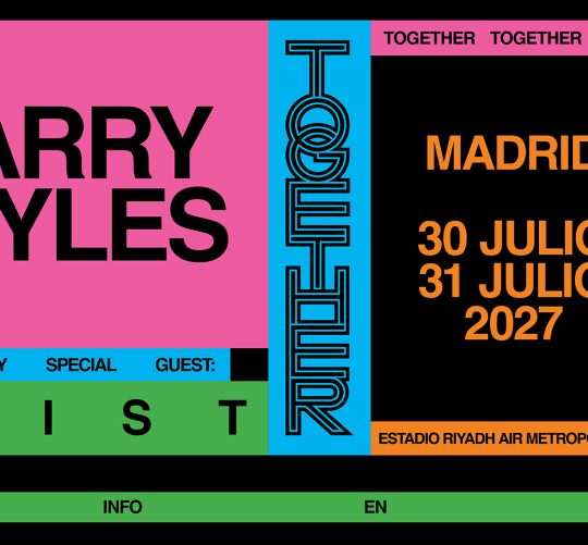 Harry Styles anuncia dos conciertos en el estadio Ryadh Air Metropolitano de Madrid los días 30 y 31 de julio de 2027.