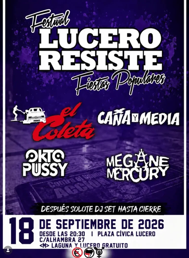Ya conocemos el cartel del Festival Lucero Resiste 2026, que se celebrará el próximo viernes 18 de septiembre