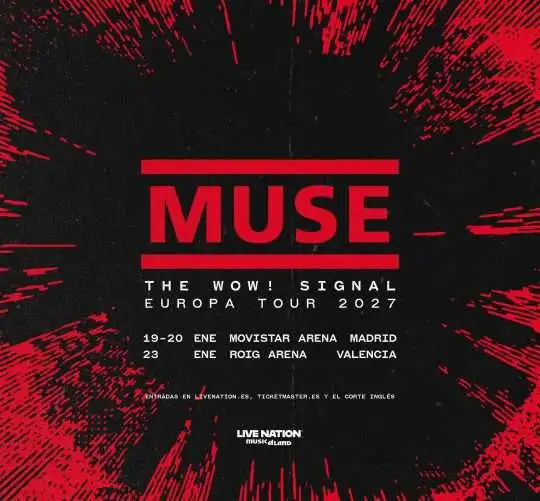 Muse anuncia conciertos en Madrid (19 y 20 de enero, Movistar Arena) y Valencia (23 de enero, Roig Arena) en 2027.