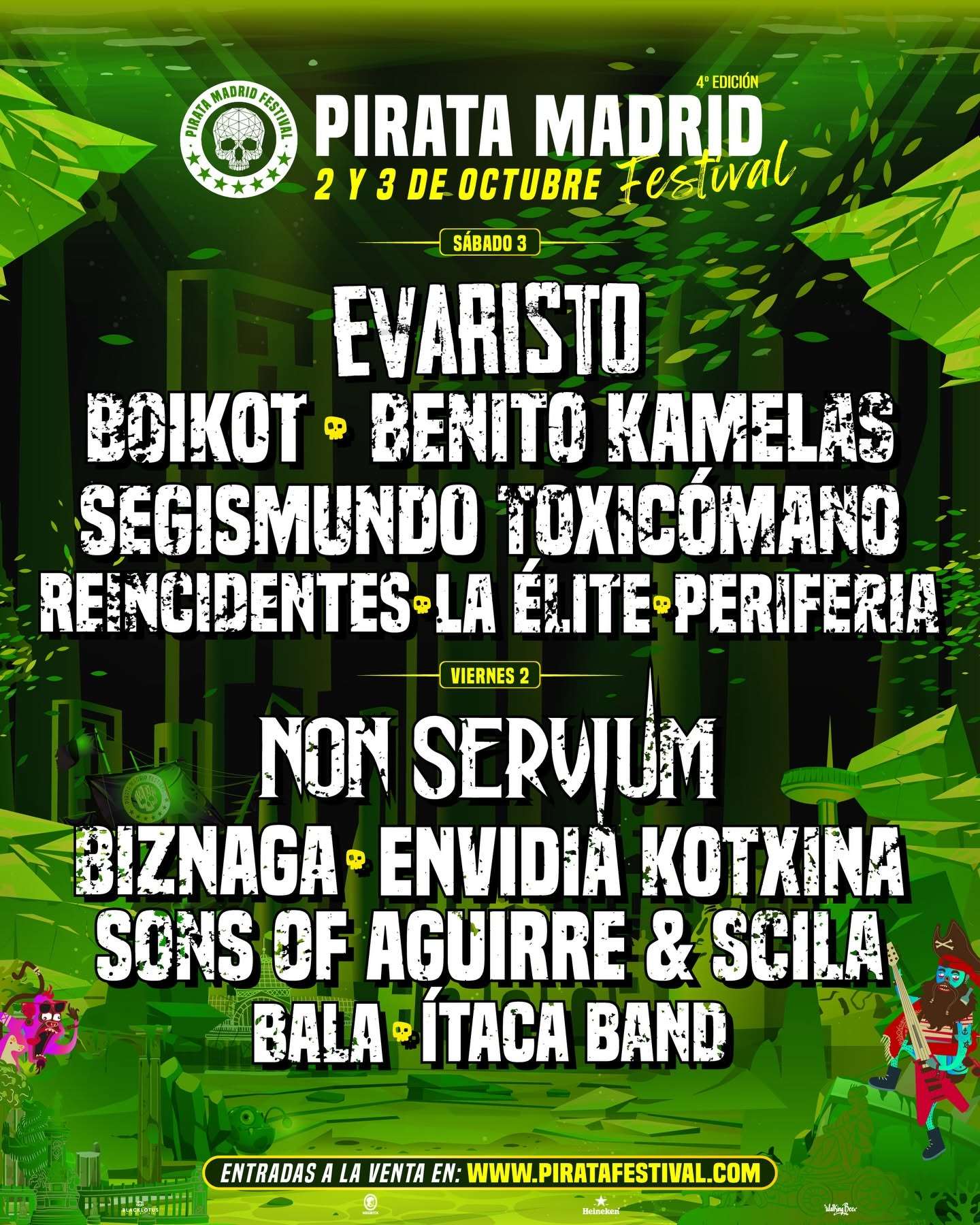Horarios del Pirata Madrid 2026. El festival celebrará su cuarta edición este fin de semana, viernes 2 y sábado 3 de octubre en Rivas