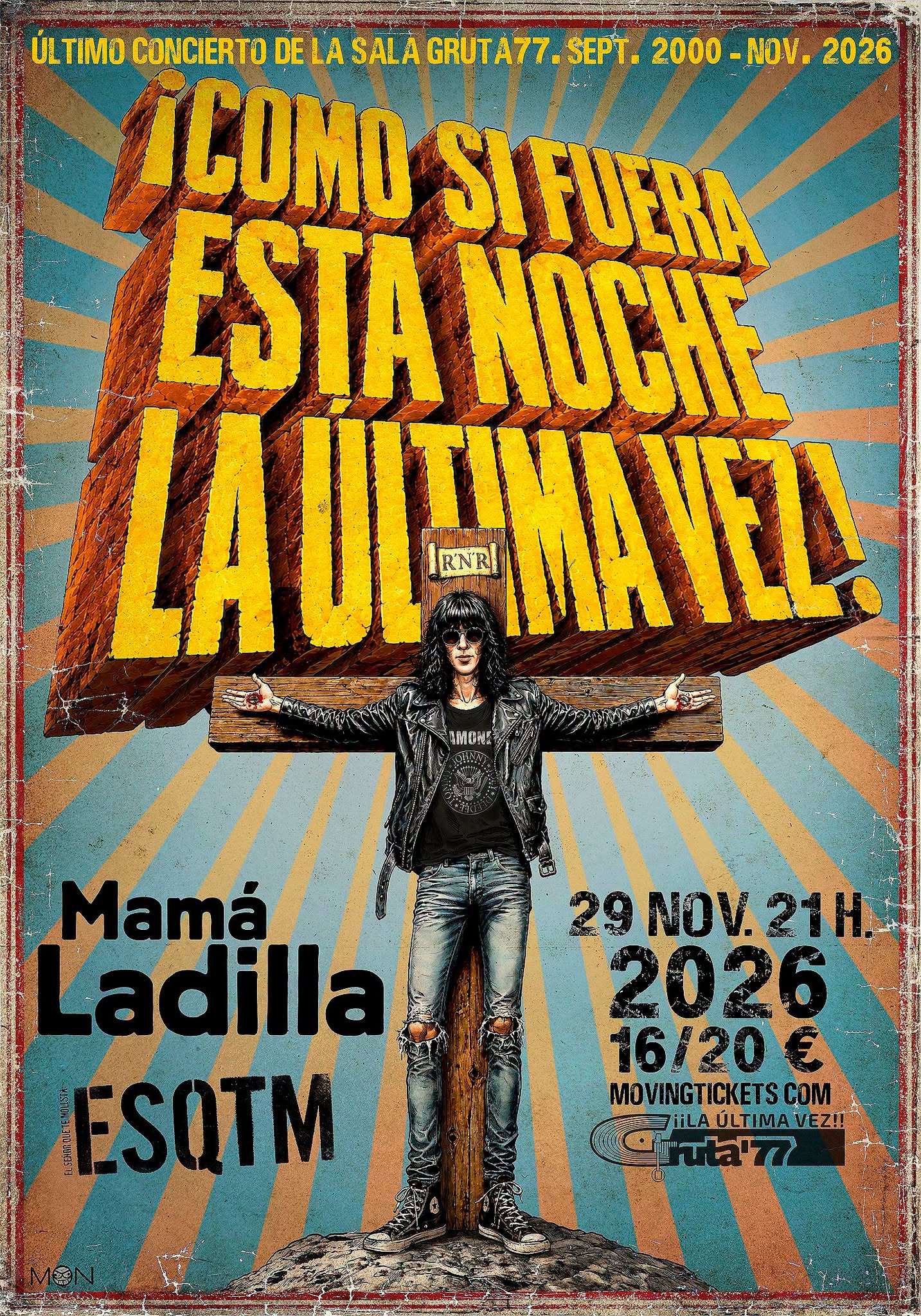 El próximo 29 de noviembre tendrá lugar la última noche de Gruta77 con un concierto de cartel doble con Mamá Ladilla y El señor que te molesta