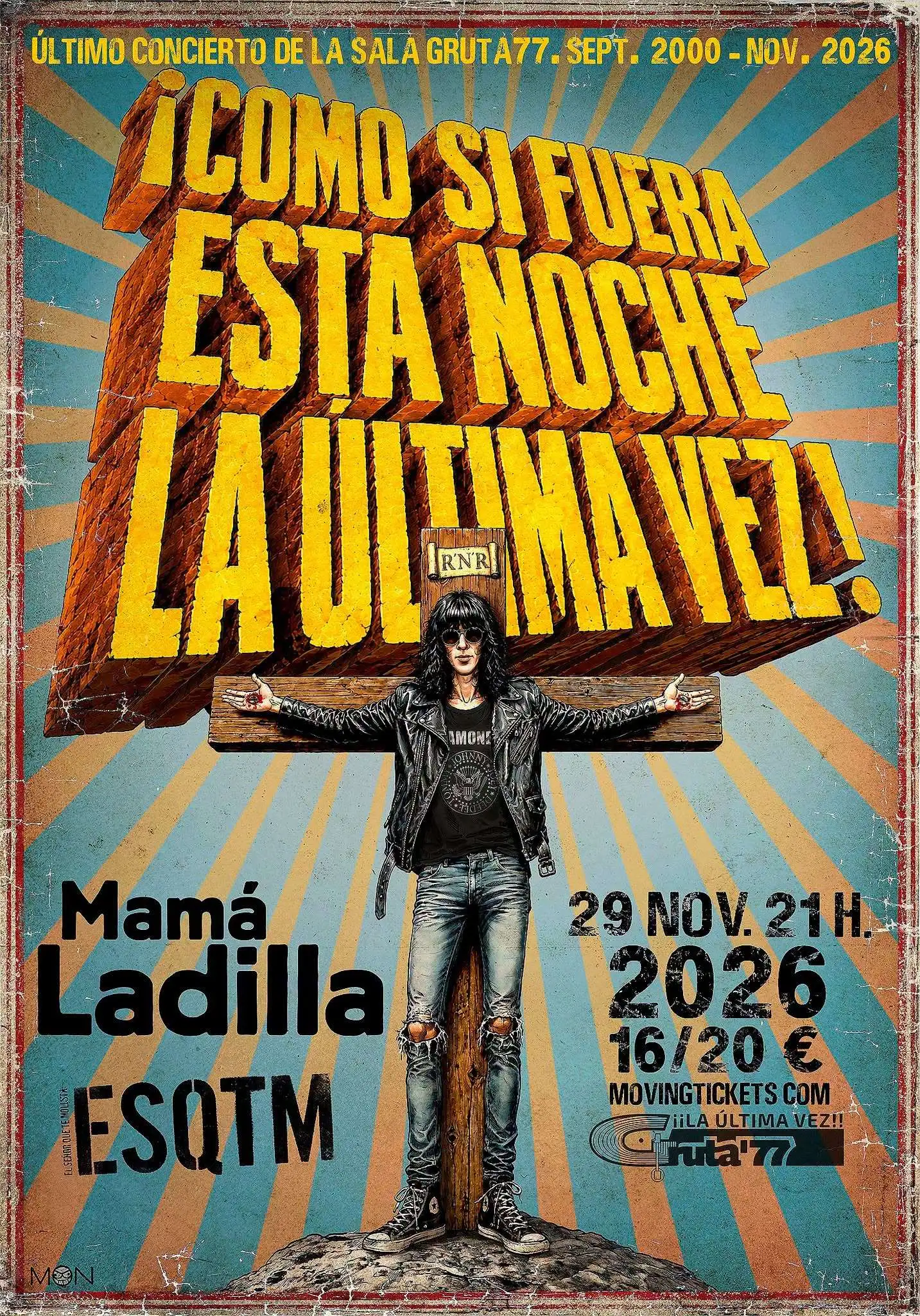 El próximo 29 de noviembre tendrá lugar la última noche de Gruta77 con un concierto de cartel doble con Mamá Ladilla y El señor que te molesta