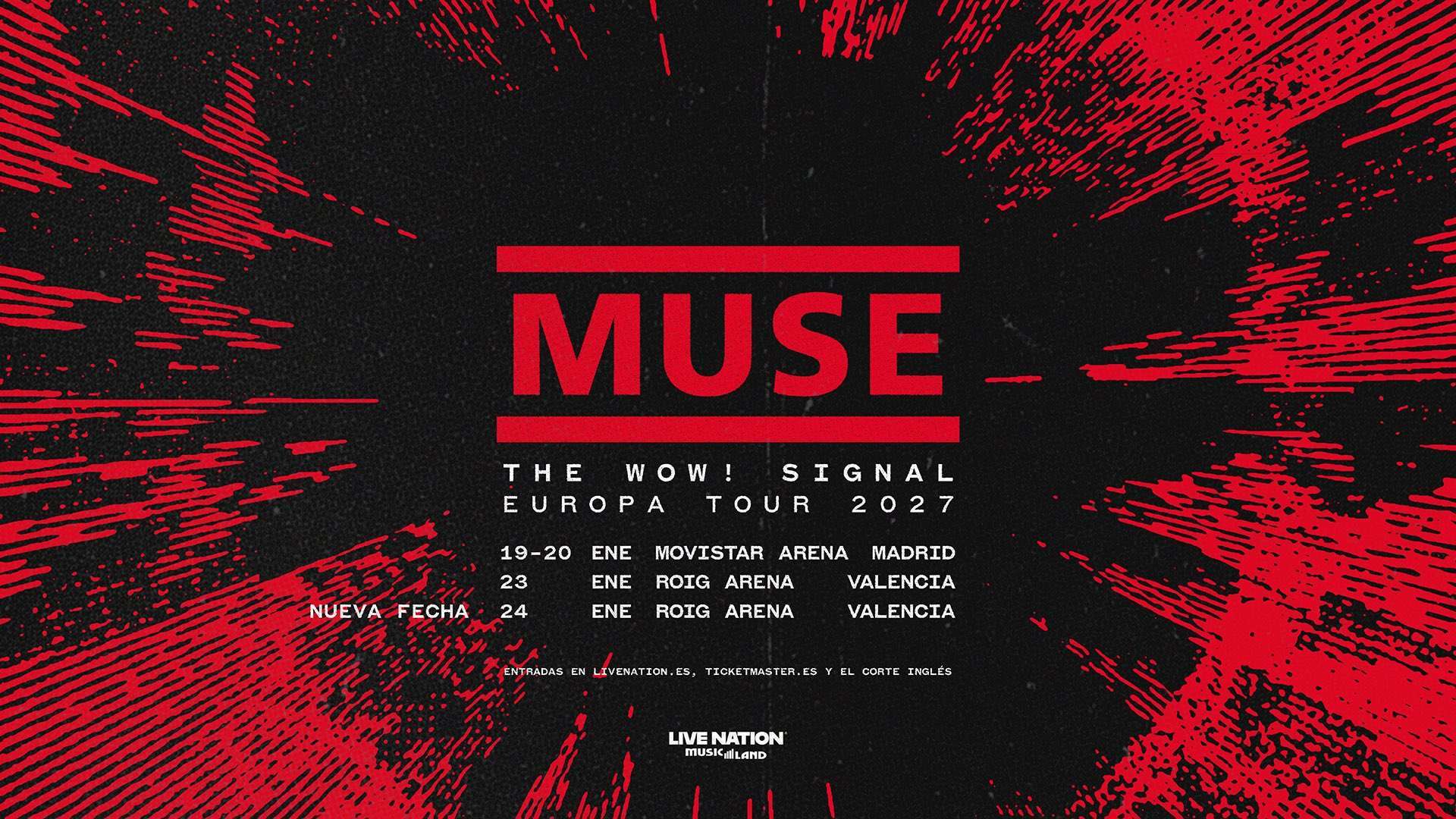 Debido a la alta demanda, Muse suma un nuevo concierto en Valencia el 24 de enero de 2027, en el pabellón Roig Arena