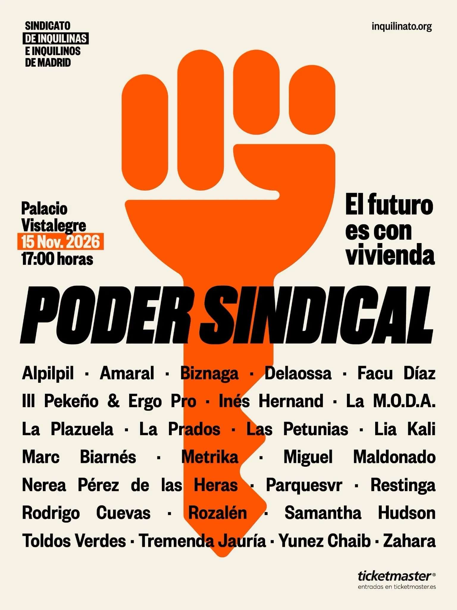 El Sindicato de Inquilinas de Madrid celebrará el próximo domingo 15 de noviembre en el Palacio Vistalegre 'Poder Sindical: El futuro es con vivienda'